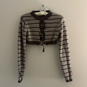 Fashion Nova Brown and Pink Striped Sweater